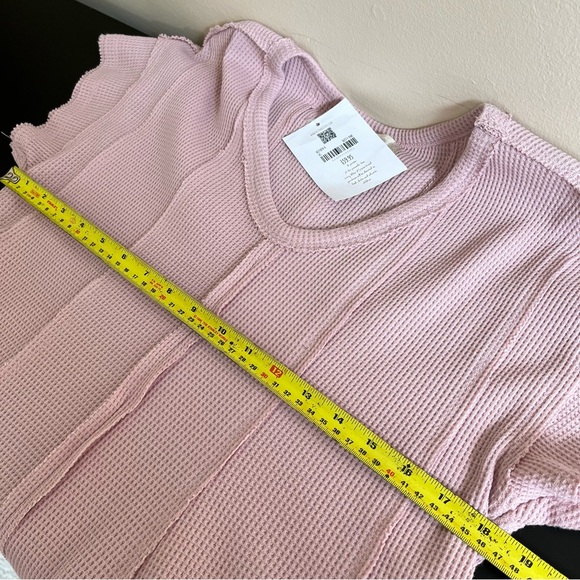 NWT Altar’d State Dusty Pink Waffle Knit Short Sleeve Top - Picture 10 of 11